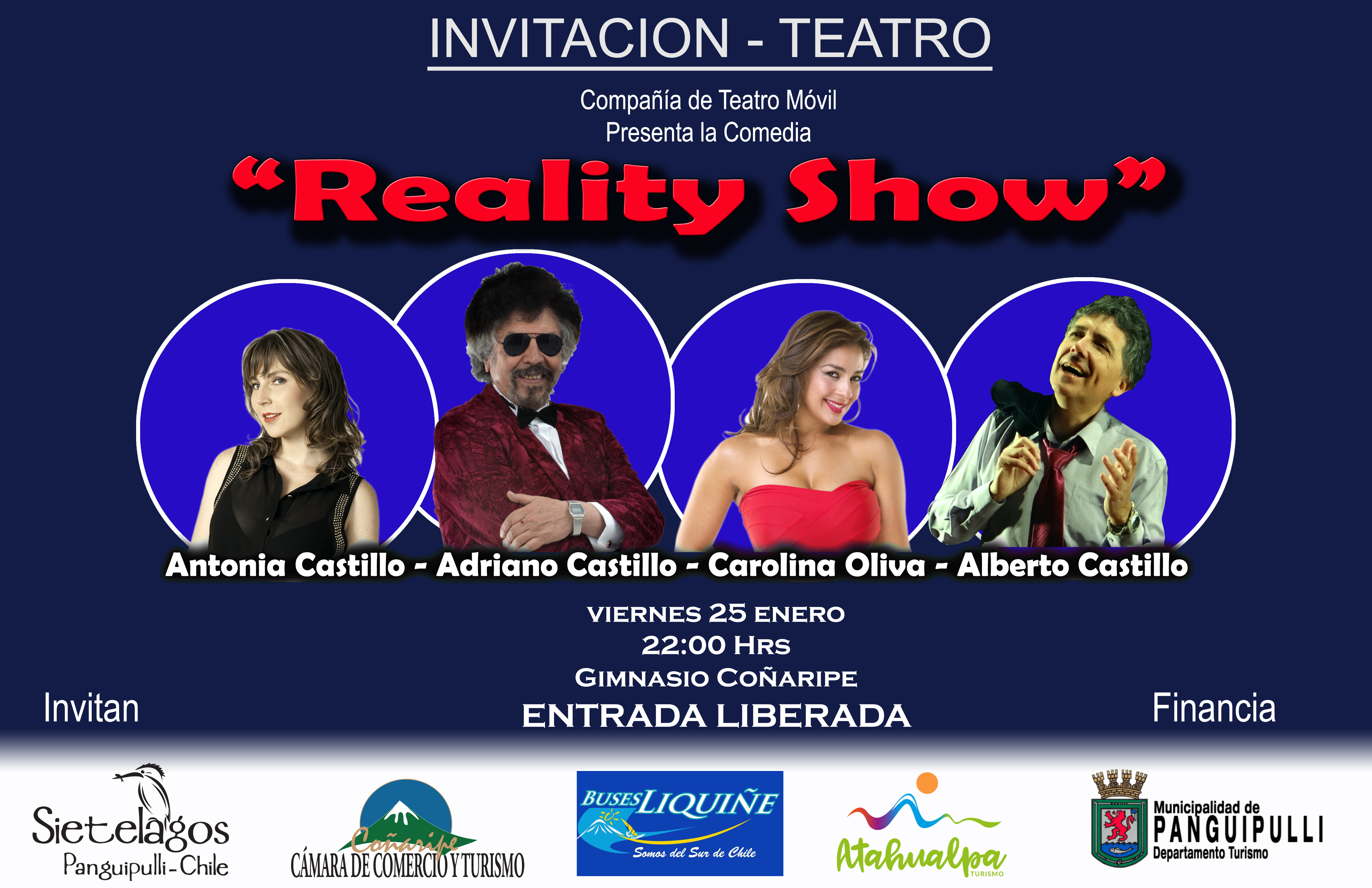 Hoy se presenta en Coñaripe la obra de teatro «Reality Show»