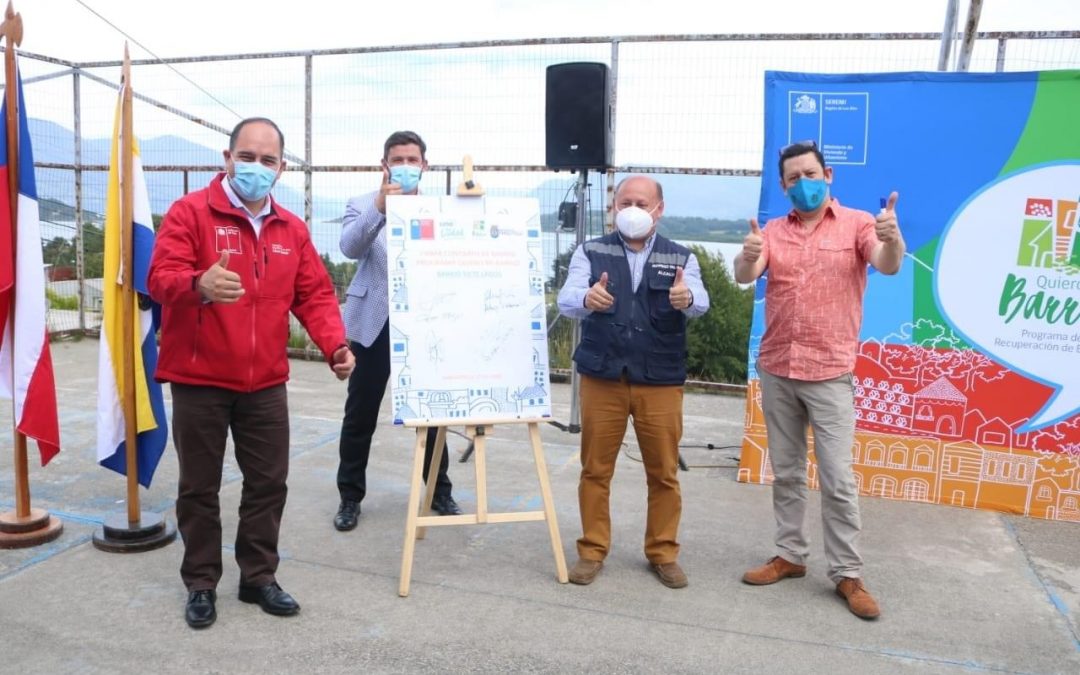 Municipalidad, Consejo Vecinal y Ministerio de Vivienda y Urbanismo firman contrato de mejoramiento del Barrio Siete Lagos de Panguipulli