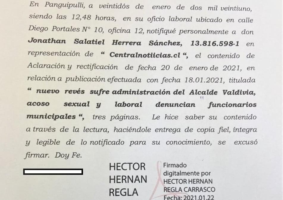Municipalidad de Panguipulli iniciará acciones legales contra director de medio de comunicación digital “centralnoticias.cl”