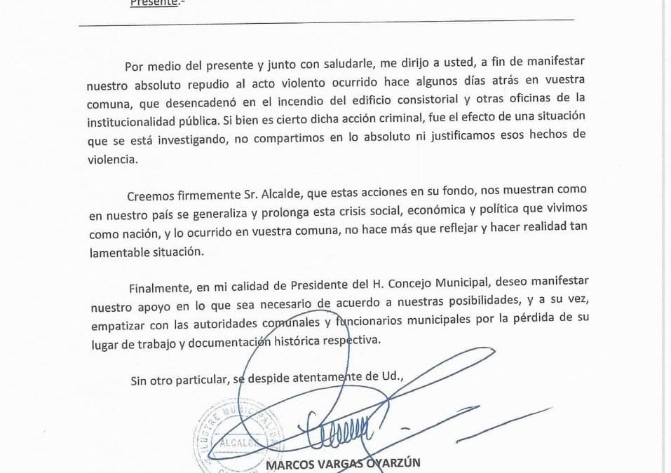 Municipalidad de Panguipulli agradece las muestras de apoyo y solidaridad entregadas por cientos de vecinos, vecinas, rostros y Municipalidades de todo el país