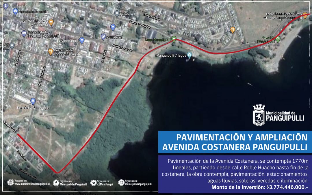 Alcalde Valdivia confirma la Pavimentación y Ampliación de la Avenida Costanera desde Roble Huacho al sector playa de Panguipulli