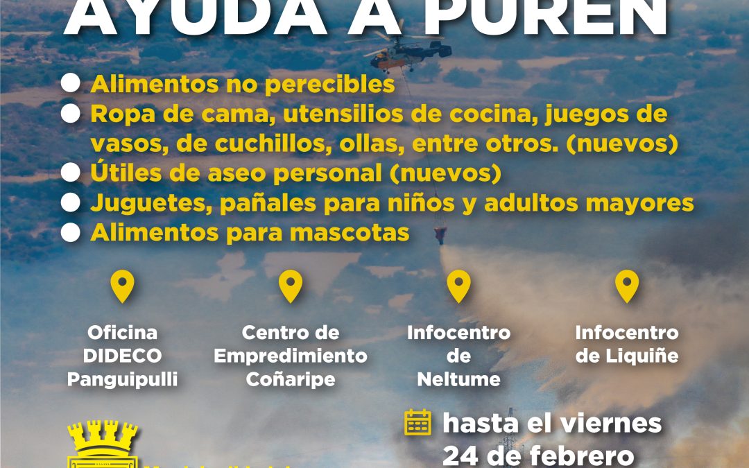 Municipalidad de Panguipulli impulsa campaña solidaria para la comuna de Purén