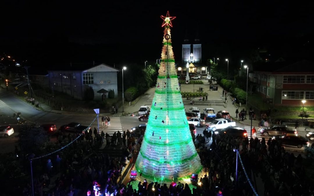Municipalidad de Panguipulli encenderá Árbol de Navidad construido con más de 40 mil latas recicladas