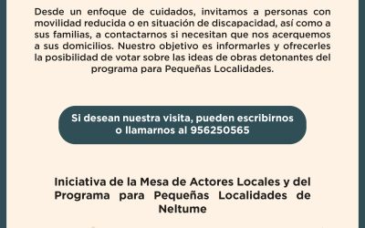 ¡Queremos que todas las vecinas y vecinos de Neltume participen!