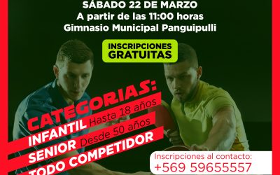 ¡Participa en el primer Torneo de Tenis de Mesa en Panguipulli!