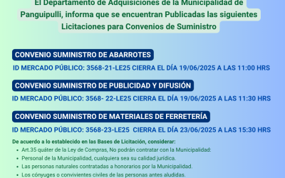 Atención a los convenios de suministro disponibles