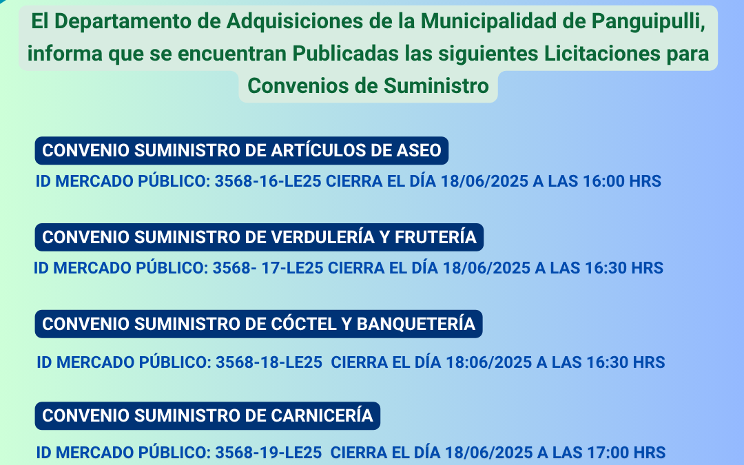 Atención a los convenios de suministro disponibles 