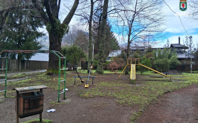 Comenzaron las obras de mejoramiento en la Plaza Los Pioneros de Neltume