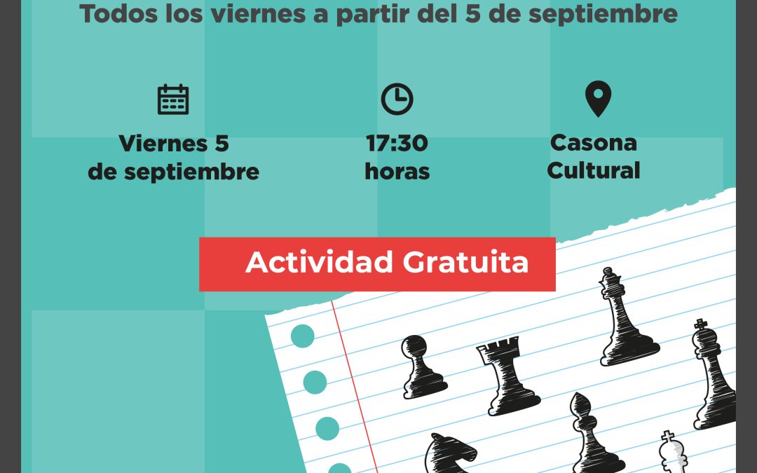 Jaque mate al aburrimiento: Departamento de Cultura realizará taller gratuito de ajedrez para la comunidad