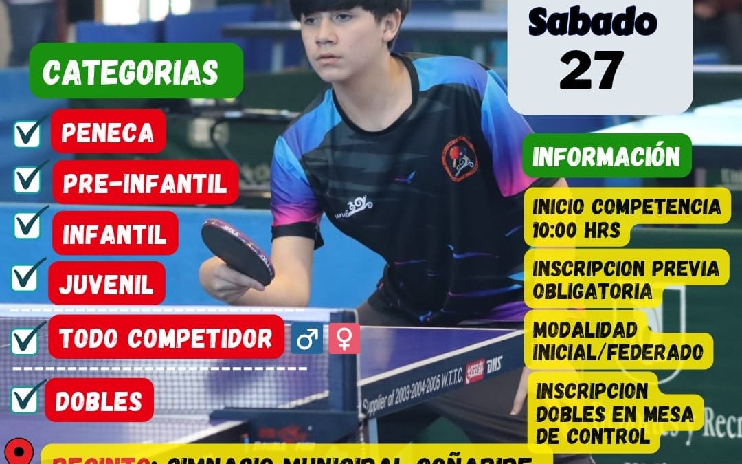 ¡Coñaripe será sede de la Liga Regional de Tenis de Mesa!