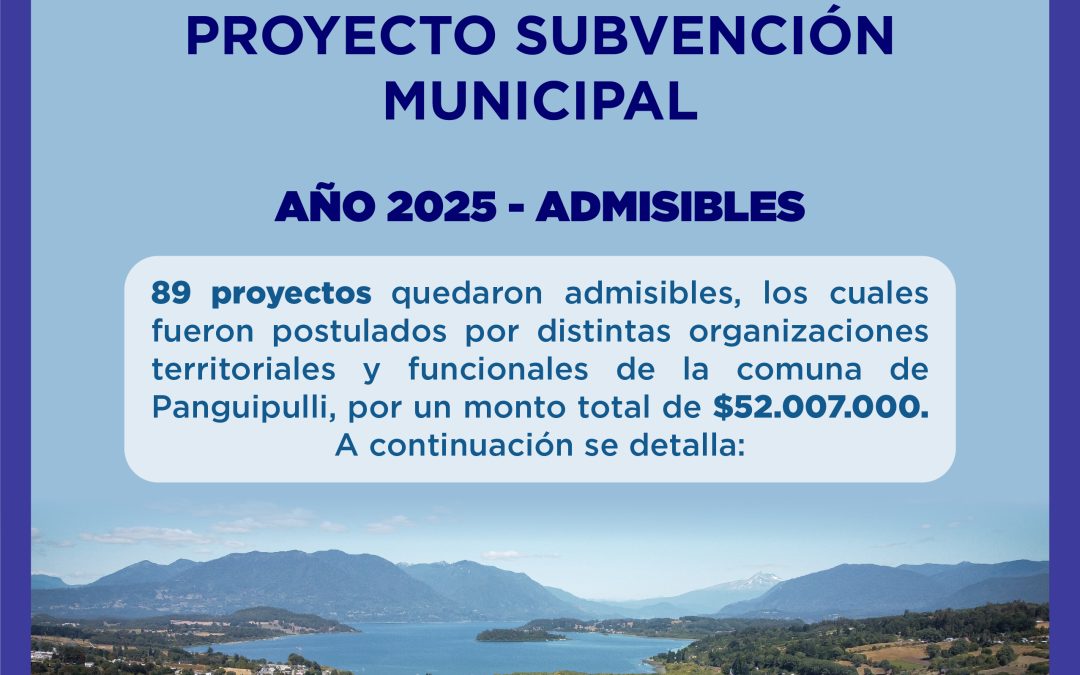 Conoce los resultados de postulación a línea de financiamiento proyecto «Subvención Municipal año 2025»