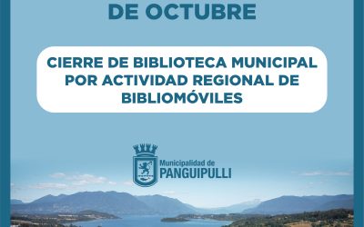 Biblioteca Municipal no atenderá público el próximo miércoles 15 de octubre por jornada regional de Bibliomóviles