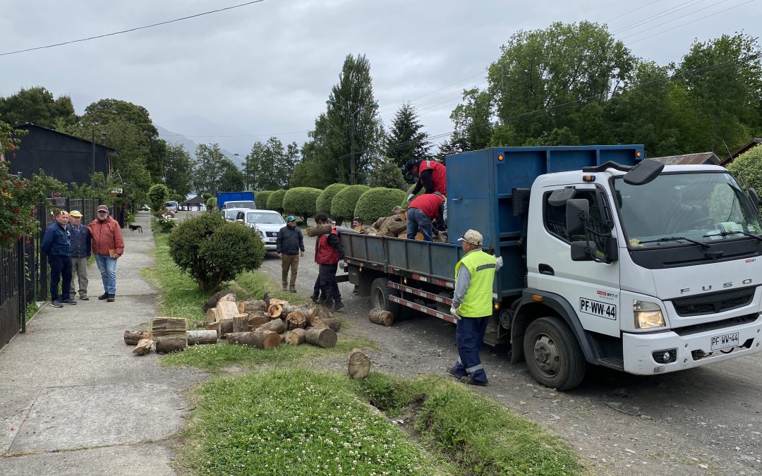 Municipalidad de Panguipulli entregó leña a adultos mayores de Choshuenco
