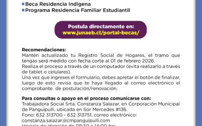 ¡Atención estudiantes! JUNAEB abrió el proceso de renovación y postulación a Becas y Residencias 2026