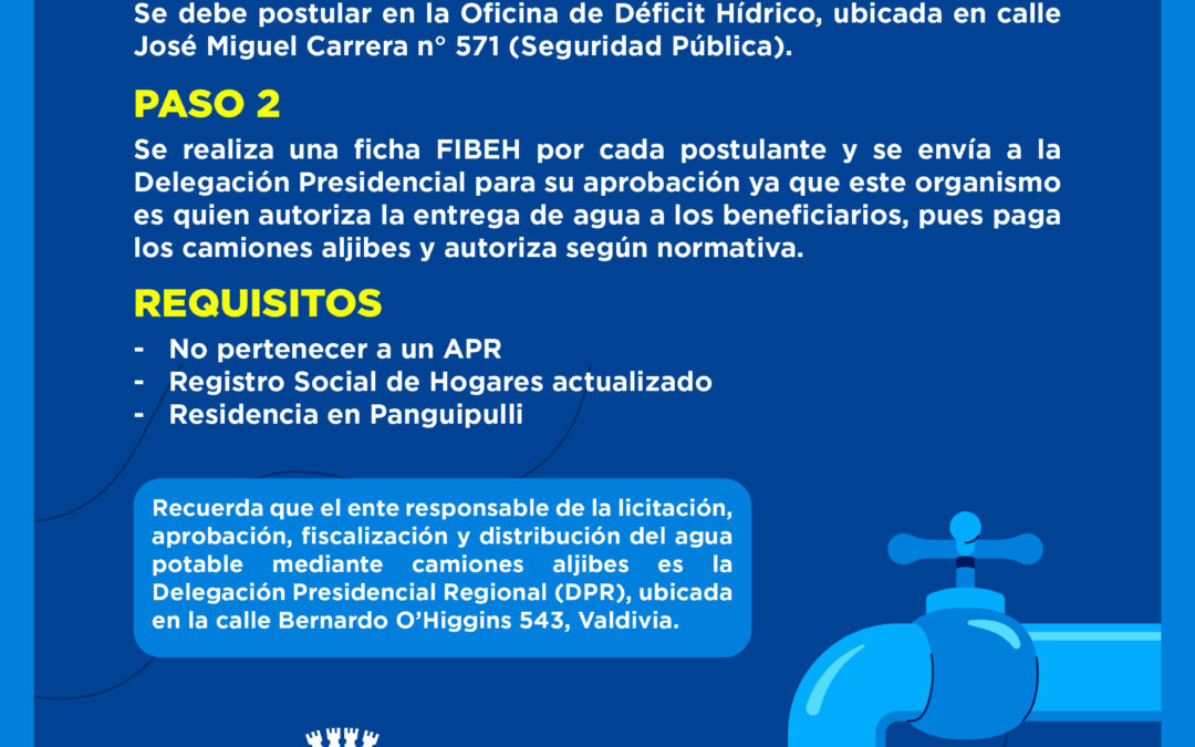 Así se postula al agua potable con la Delegación Presidencial a través de la Municipalidad de Panguipulli