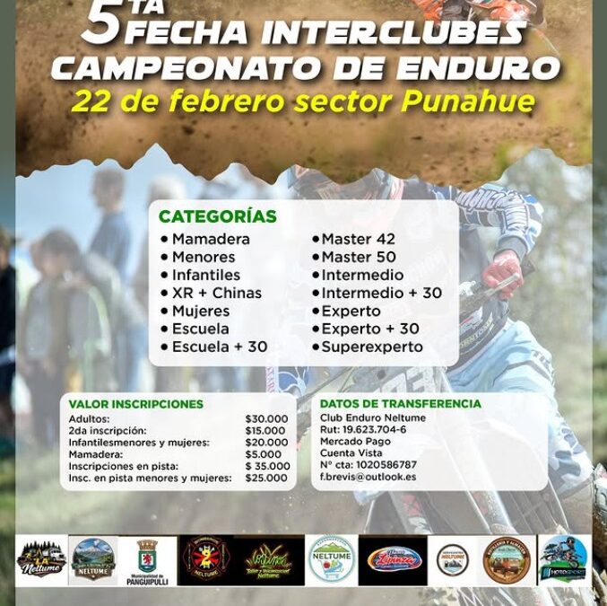 5ª Fecha Interclubes de Enduro llega a Punahue