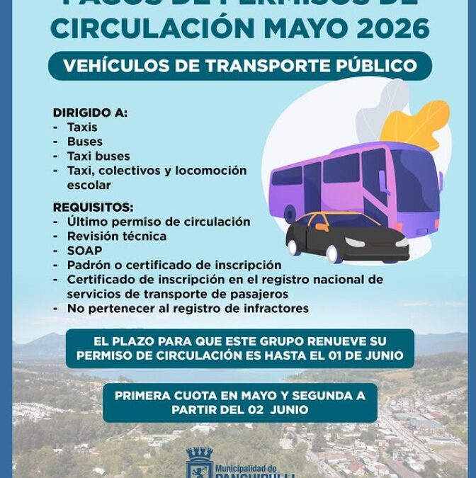 Atención transporte público: comienza pago de permisos de circulación 2026