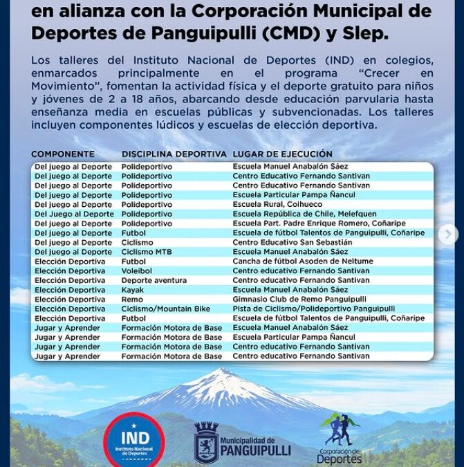 ¡Panguipulli se activa con talleres deportivos gratuitos para toda la comunidad!