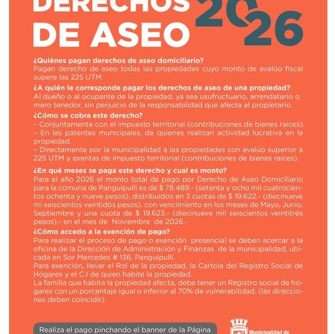 Derechos de Aseo 2026: infórmate sobre pagos y exenciones