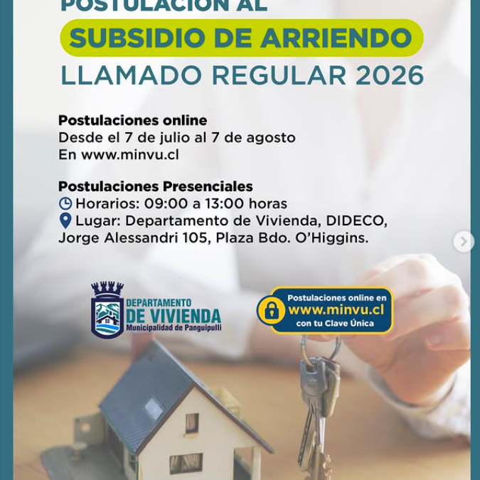 ¡Atención Panguipulli! Comienza la postulación al Subsidio de Arriendo 2026