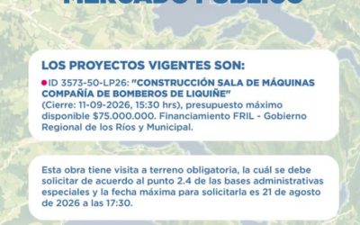 Municipalidad publica licitación en portal de Mercado Público para la construcción de sala de máquinas de Bomberos de Liquiñe