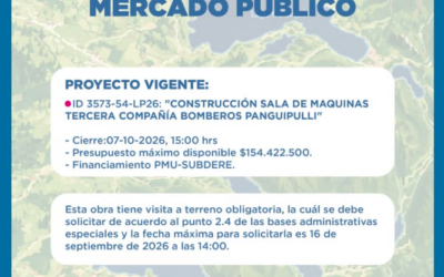 Municipio publica licitación por más de $154 millones para nueva Sala de Máquinas de la Tercera Compañía de Bomberos de Panguipulli
